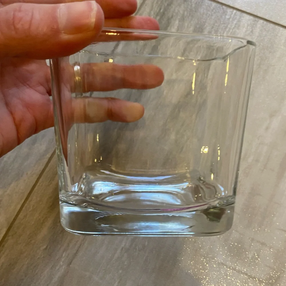 Bundle of 2 Small Square Shaped Clear Glass Flower Vases